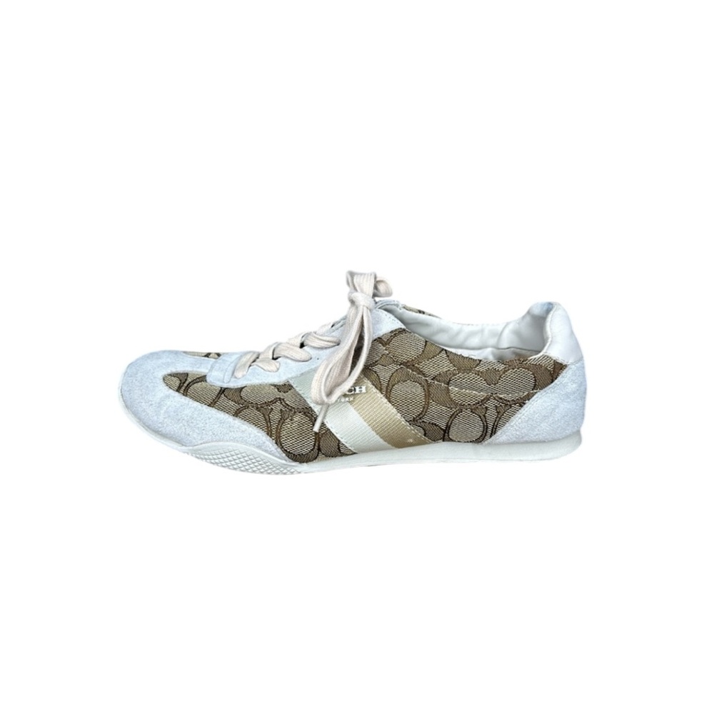 COACH Kelson Outline Signature Suede in Khaki and Chalk Womens Size 7 - Picture 12 of 16
